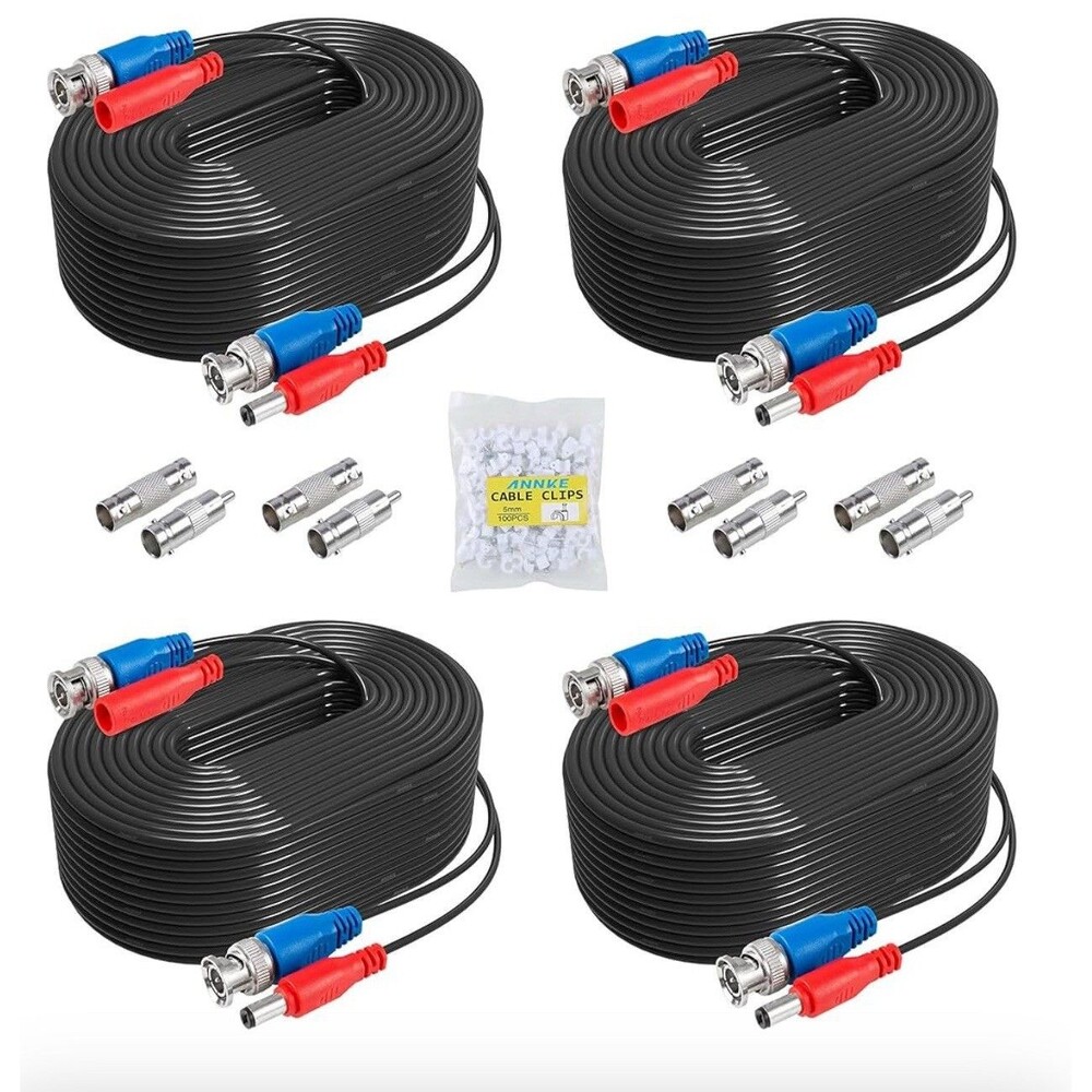 ANNKE 4 Pack 30M/100ft All-in-One Video Power Cables, BNC Extension